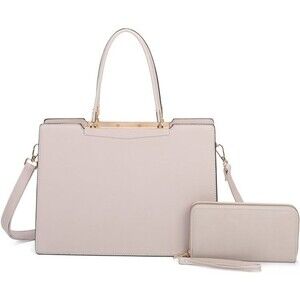 Women's Beige Fashion Top Handle 2-IN-1 Satchel Handbag